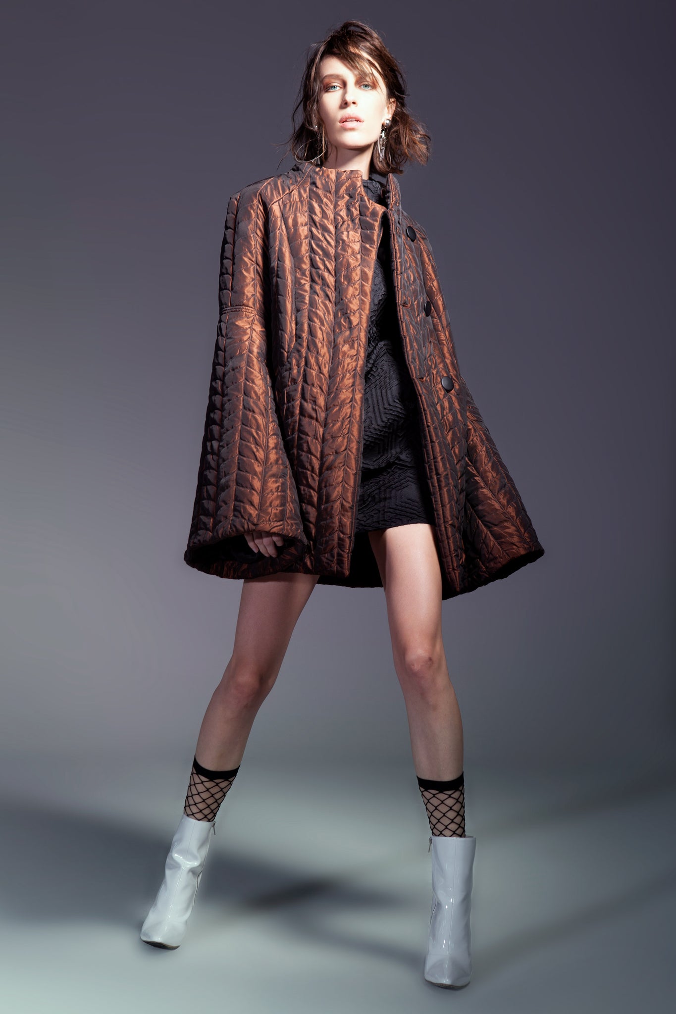 Copper Graphic Quilted Short Coat