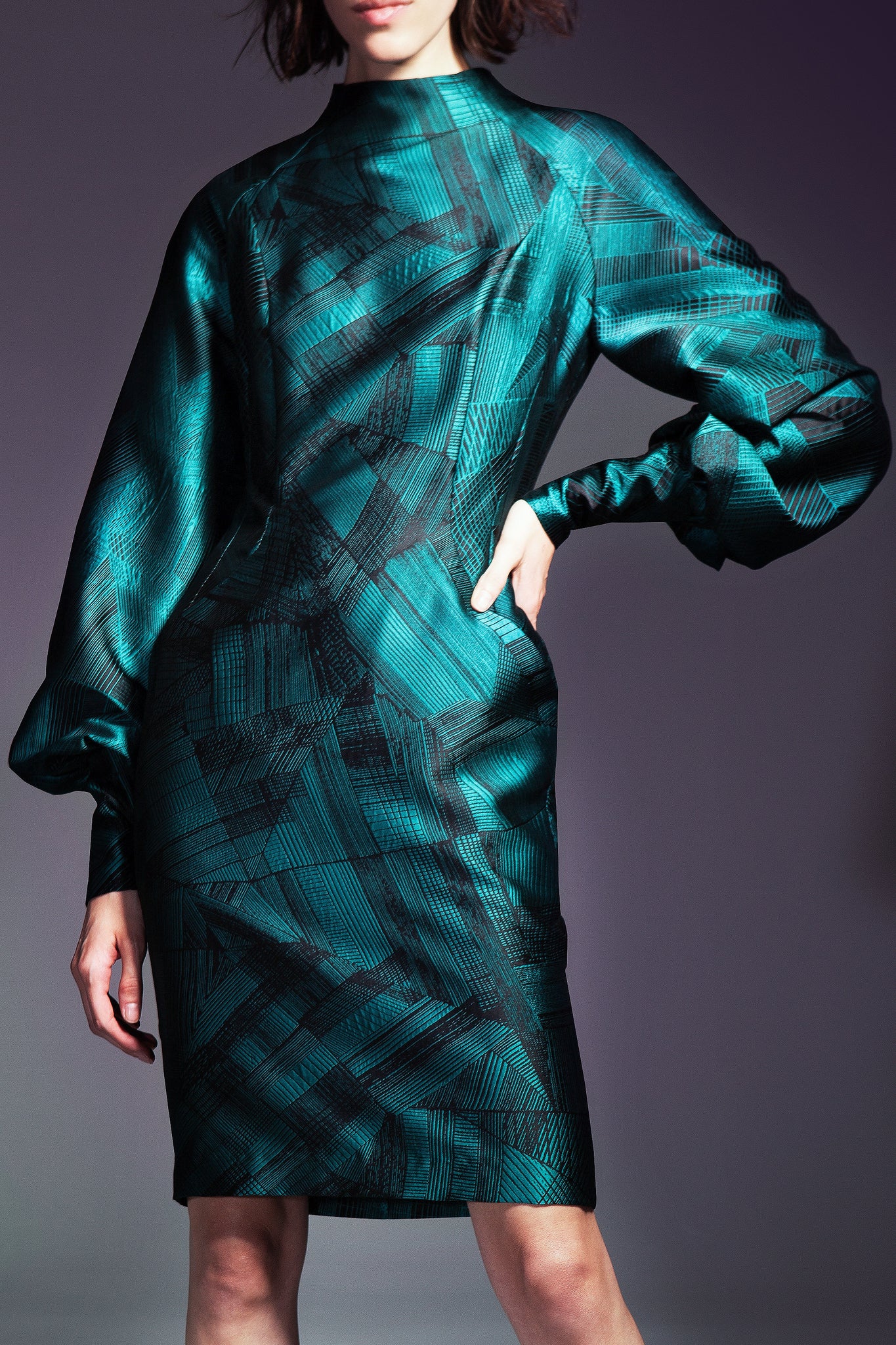 Green Graphic Knee Length Dress Green Graphic Knee Length Dress