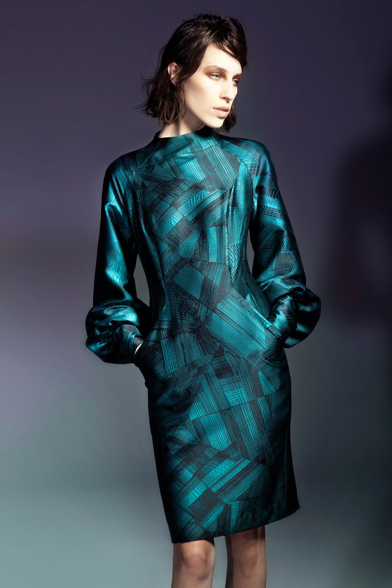 Green Graphic Knee Length Dress MUCCIOLO Green Graphic Knee Length Dress MUCCIOLO