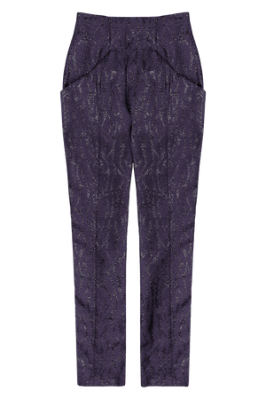 Plum Graphic Wave High Waisted Tapered Leg Pant Flat